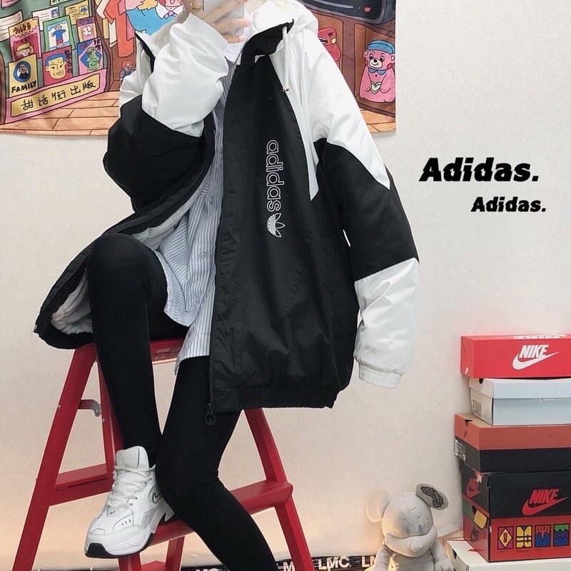 現貨 出清特價 adidas 愛迪達 拼色 拼接 夾棉鋪棉 連帽 風衣 外套-細節圖3