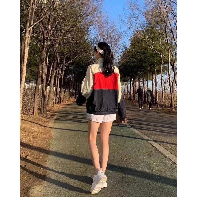 現貨 韓國 FILA 復古 運動風 拼色 拼接 春夏款 風衣 外套-細節圖3