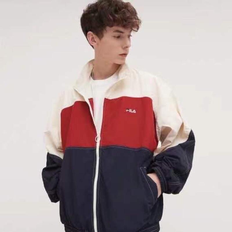 現貨 韓國 FILA 復古 運動風 拼色 拼接 春夏款 風衣 外套-細節圖4