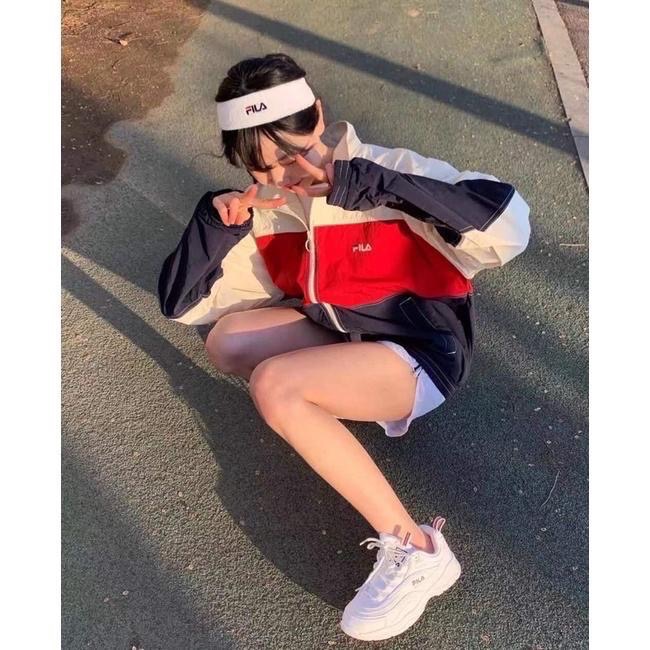 現貨 韓國 FILA 復古 運動風 拼色 拼接 春夏款 風衣 外套-細節圖5