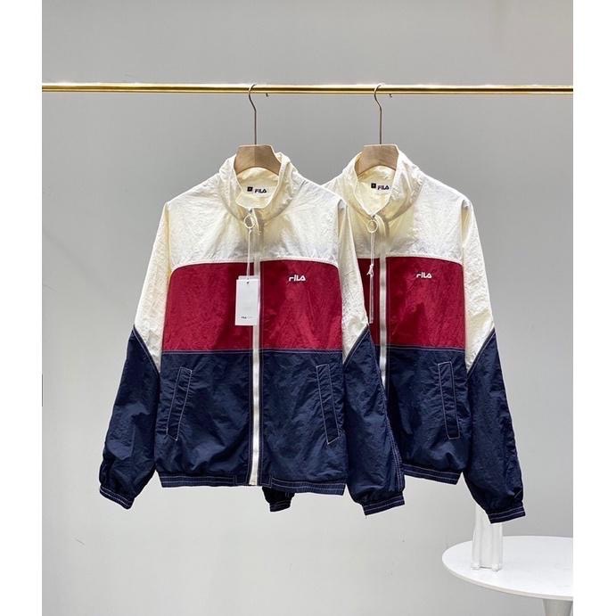 現貨 韓國 FILA 復古 運動風 拼色 拼接 春夏款 風衣 外套-細節圖6