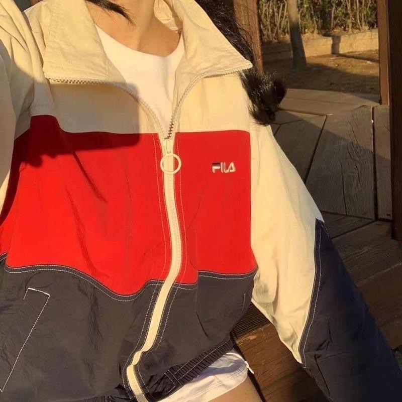 現貨 韓國 FILA 復古 運動風 拼色 拼接 春夏款 風衣 外套-細節圖7