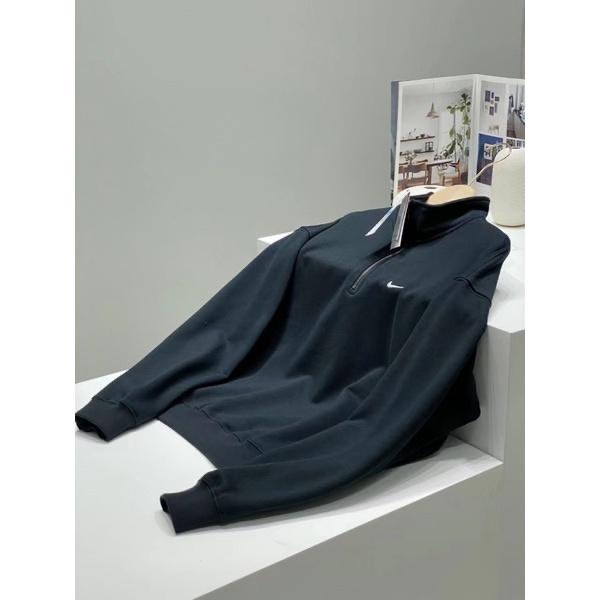 現貨～簡約NIKE 刺繡 小LOGO 半拉鍊 休閒 加絨 長袖 衛衣 大學T DQ5210-010-細節圖4