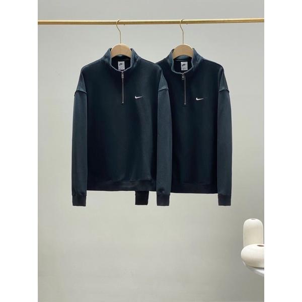 現貨～簡約NIKE 刺繡 小LOGO 半拉鍊 休閒 加絨 長袖 衛衣 大學T DQ5210-010-細節圖2