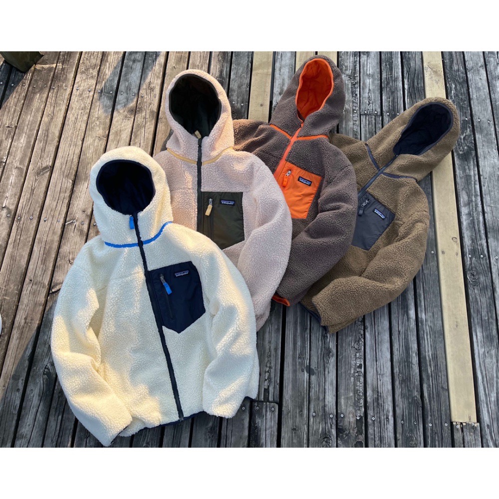 現貨藏藍S Patagonia 巴塔哥尼亞 毛絨 雙面穿 兩面穿 連帽 風衣外套-細節圖2