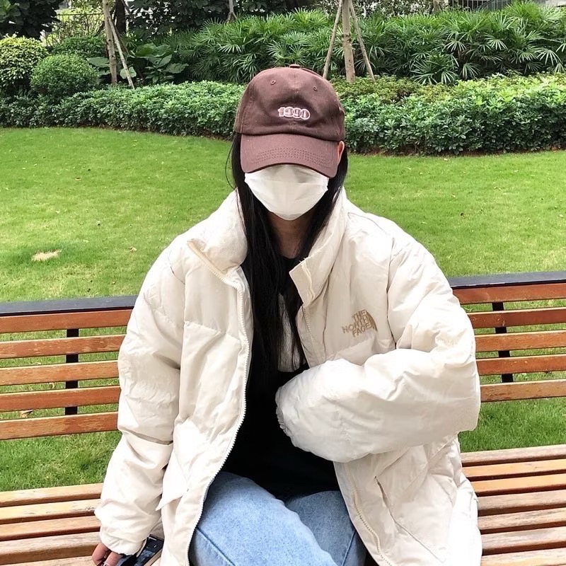 現貨M 奶油白超美😍兩色 刺繡小LOGO北面 北臉 夾棉 高領 鋪棉外套 厚外套-細節圖2