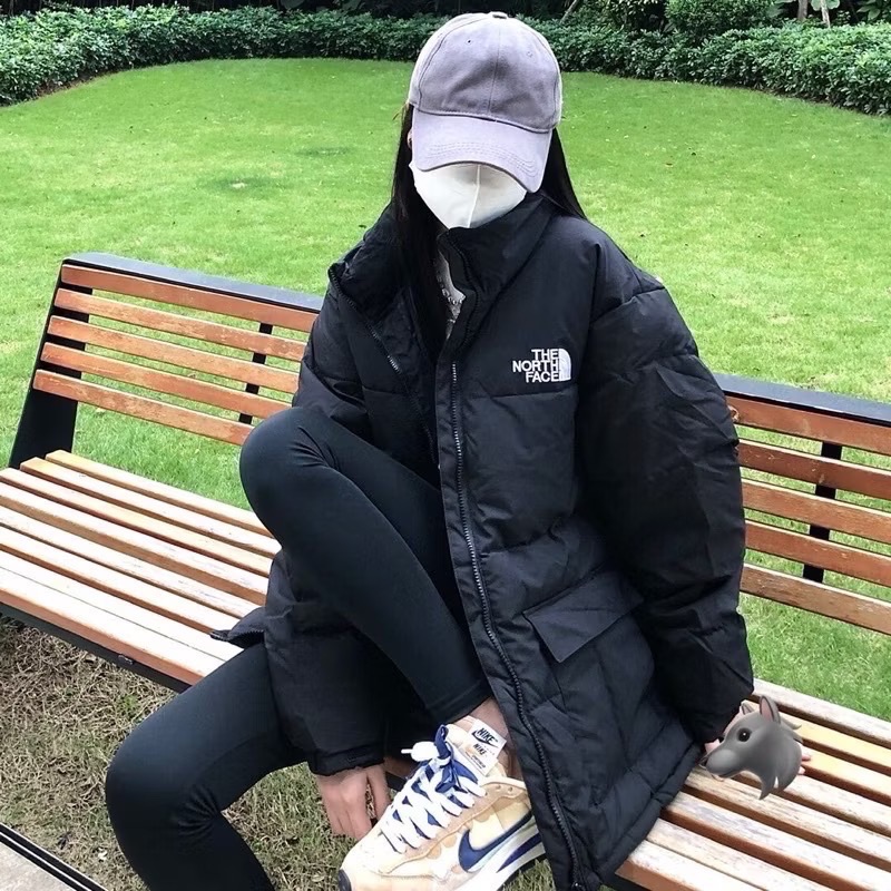 現貨M 奶油白超美😍兩色 刺繡小LOGO北面 北臉 夾棉 高領 鋪棉外套 厚外套-細節圖8