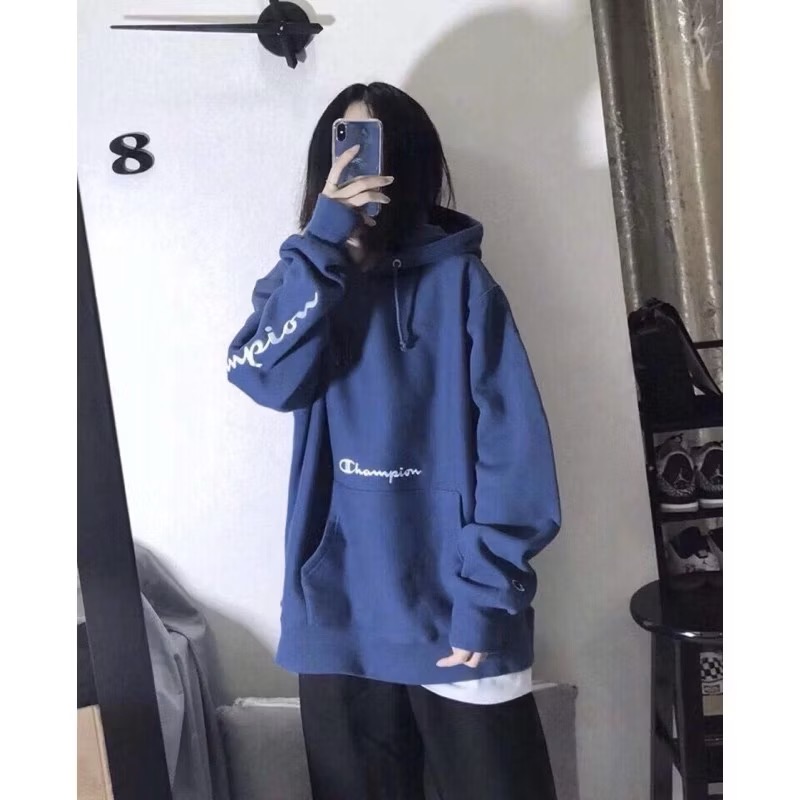 出清特價 現貨M Champion 兩色 手臂 logo 刺繡 長袖 連帽 帽T-細節圖3