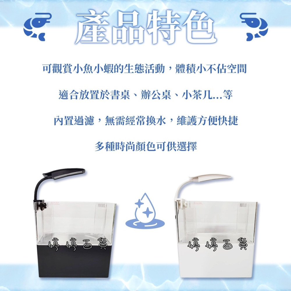 小螃蟹 開放式 迷你底部過濾缸 底濾缸（含馬達、燈具、濾材）魚缸套組 孔雀缸 桌上缸 鬥魚缸 小型缸 婷婷水族 兩棲爬寵-細節圖2