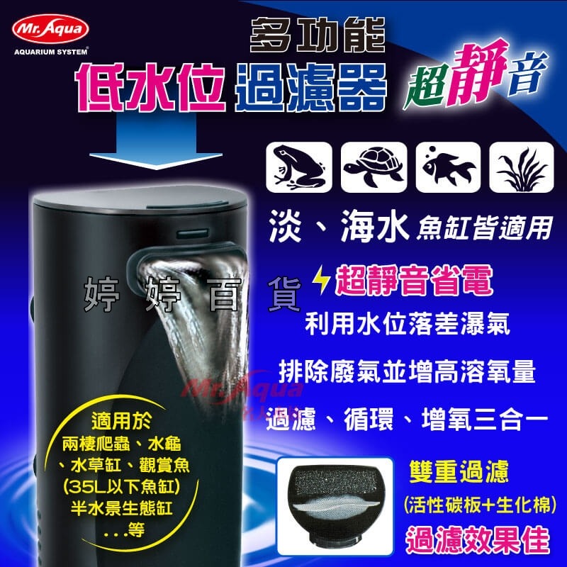 MR.AQUA 水族先生 多功能低水位過濾器 內置式過濾器 烏龜過濾器 水龜 水草缸 半水景生態缸 婷婷水族 兩棲爬寵-細節圖2