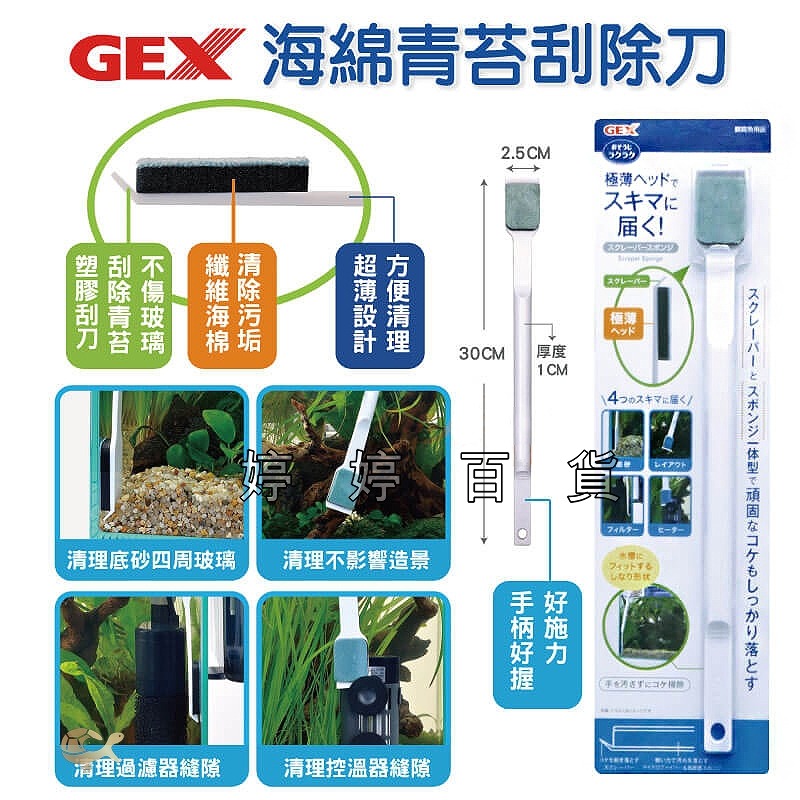 日本 GEX 五味 海綿青苔刮除刀 刮刀 清潔刷 除藻刷 清潔棉 刷玻璃 魚缸清潔刷 刷髒汙 婷婷水族 兩棲爬寵-細節圖6