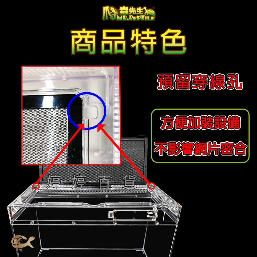 MR.AQUA 爬蟲先生 爬蟲兩棲飼養箱 壓克力 高透明 爬蟲箱 爬蟲缸 蜥蜴 蜘蛛 角蛙 婷婷水族 兩棲爬寵-細節圖3