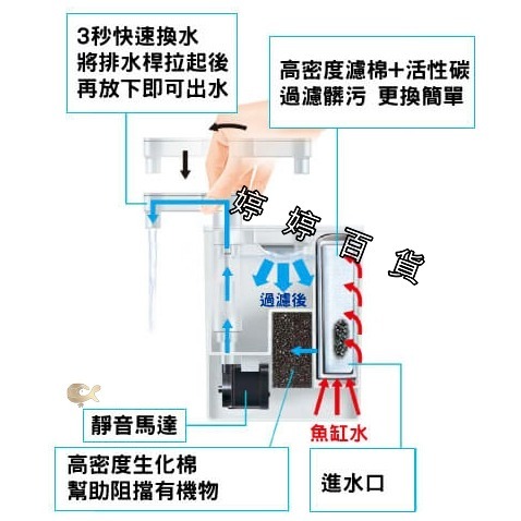 日本 GEX 五味 二合一換水+過濾器 內置過濾器 水中過濾器 沉水過濾器 婷婷水族 兩棲爬寵-細節圖4