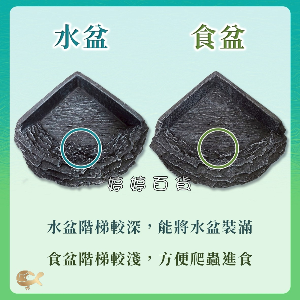 角落型水盆 食盆 三角水盆 扇形 仿岩石水盆【702A、702B】菜盆 飼料盆 爬蟲 陸龜 蜥蜴 婷婷水族 兩棲爬寵-細節圖3