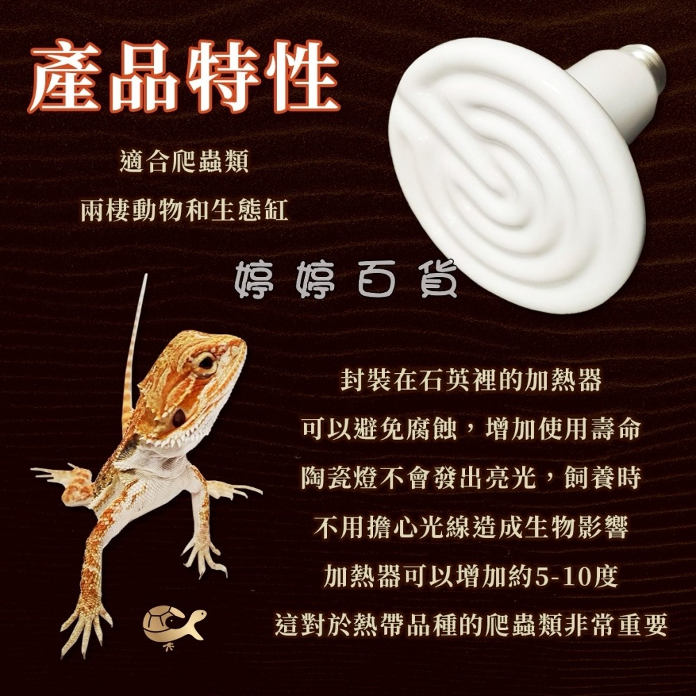 OTTO 遠紅外線陶瓷加熱器【30W、60W、100W、150W】無光取暖燈 保溫燈 蜥蜴 陸龜 兩棲爬蟲 婷婷水族-細節圖2