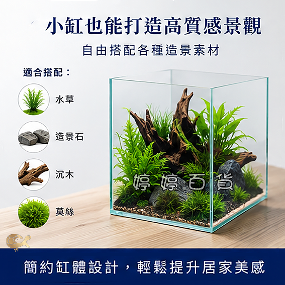 小螃蟹 孔雀鬥魚超白缸 高透超白玻璃 小型魚缸 鬥魚缸 迷你缸 孔雀缸 養魚 種水草 微造景 婷婷水族 兩棲爬寵-細節圖4