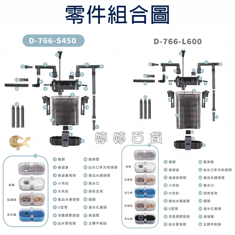 UP雅柏 D-766 小型桶式過濾器 小圓桶外置式過濾器 三層/五層過濾盒 婷婷水族 兩棲爬寵-細節圖8