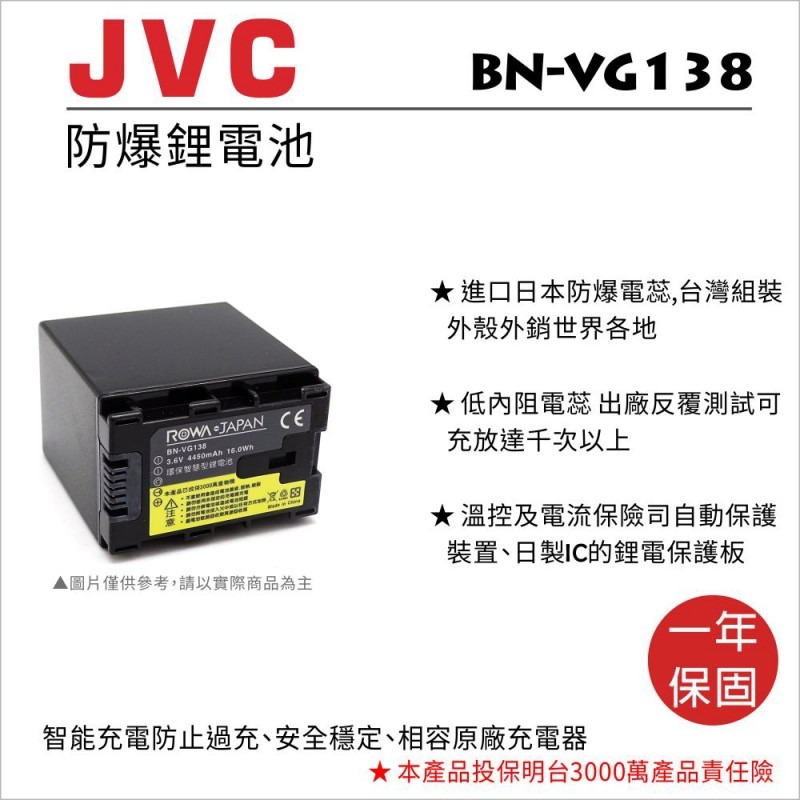 【電池BOSS】ROWA樂華 JVC VG-138 副廠鋰電池-規格圖3