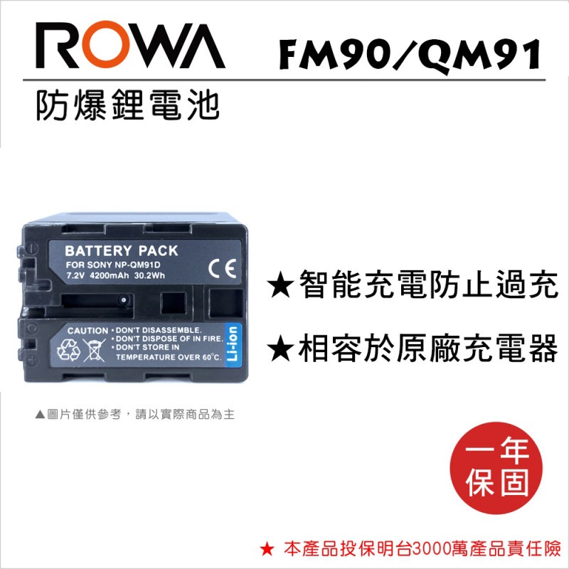 【電池BOSS】ROWA樂華 SONY FM90/QM91 副廠鋰電池-規格圖3