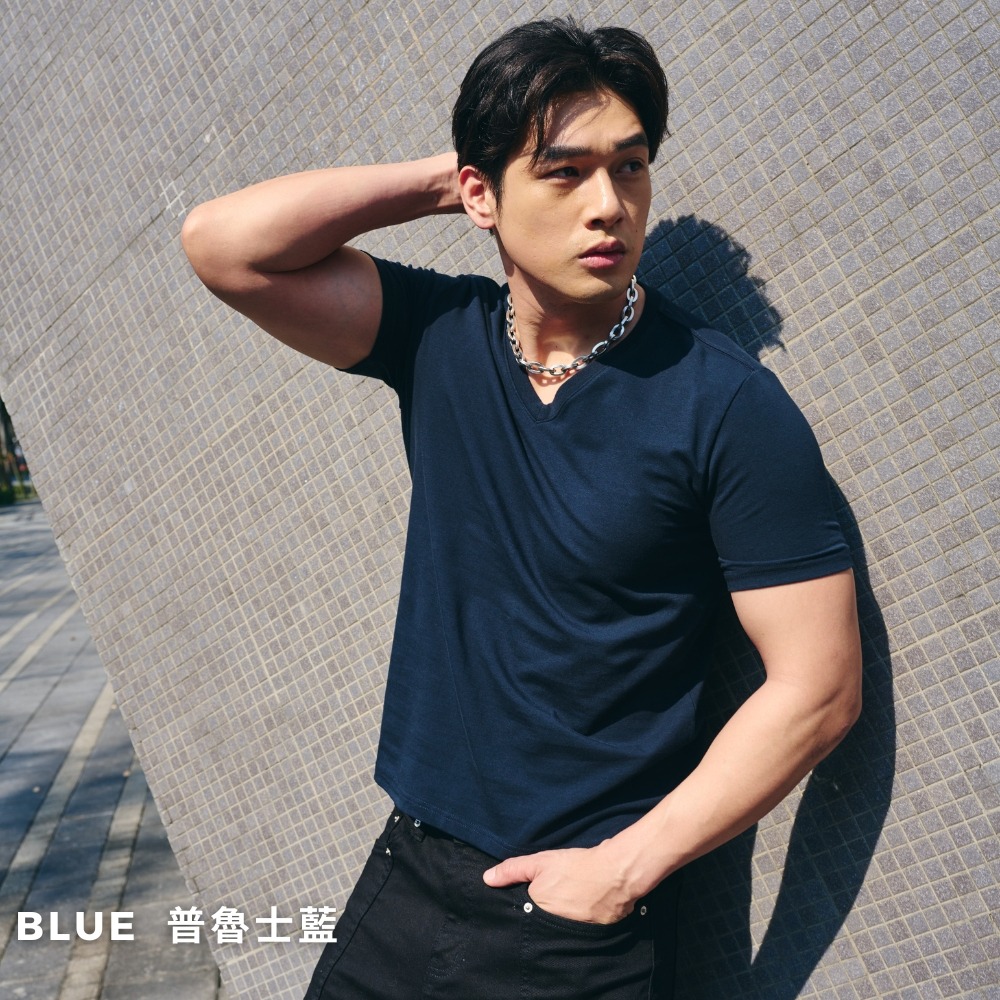 ◖現貨快速出貨◗ TAICHI素T專賣 | V領庫瑪 | 鈦金棉V領顯瘦 修飾臉型健身肌肉 素色男生 短袖T恤-規格圖10