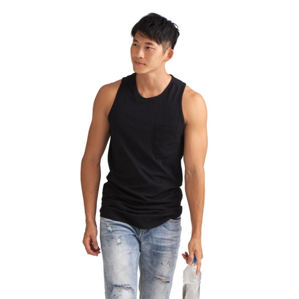 ◖24H快速出貨◗ TAICHI素T | 伊森 |  前短後長包覆圓弧下擺長版無袖運動口袋棉料男生挖背背心(大尺碼)-細節圖2