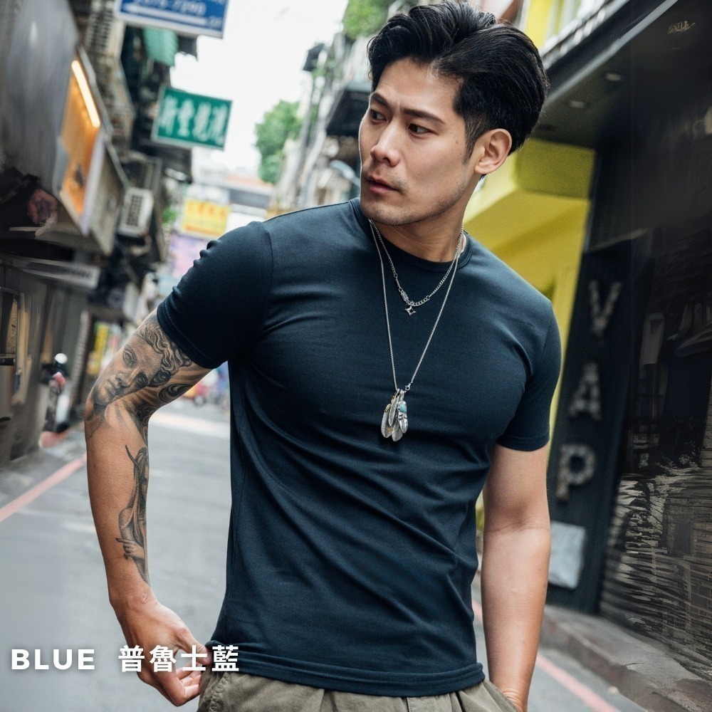 ◖現貨快速出貨◗ TAICH素T專賣｜大衛｜貝克漢7.0oz合身剪裁健身包覆上胸短袖男T素色T恤(大尺碼/抗激凸)-細節圖8