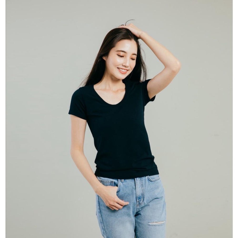 ◖24H快速出貨◗ TAICHI素T| 繆思 |  西裝外套上班族必備耐穿修身俐落穿著顯瘦版型女生U領素色短袖T恤-細節圖5