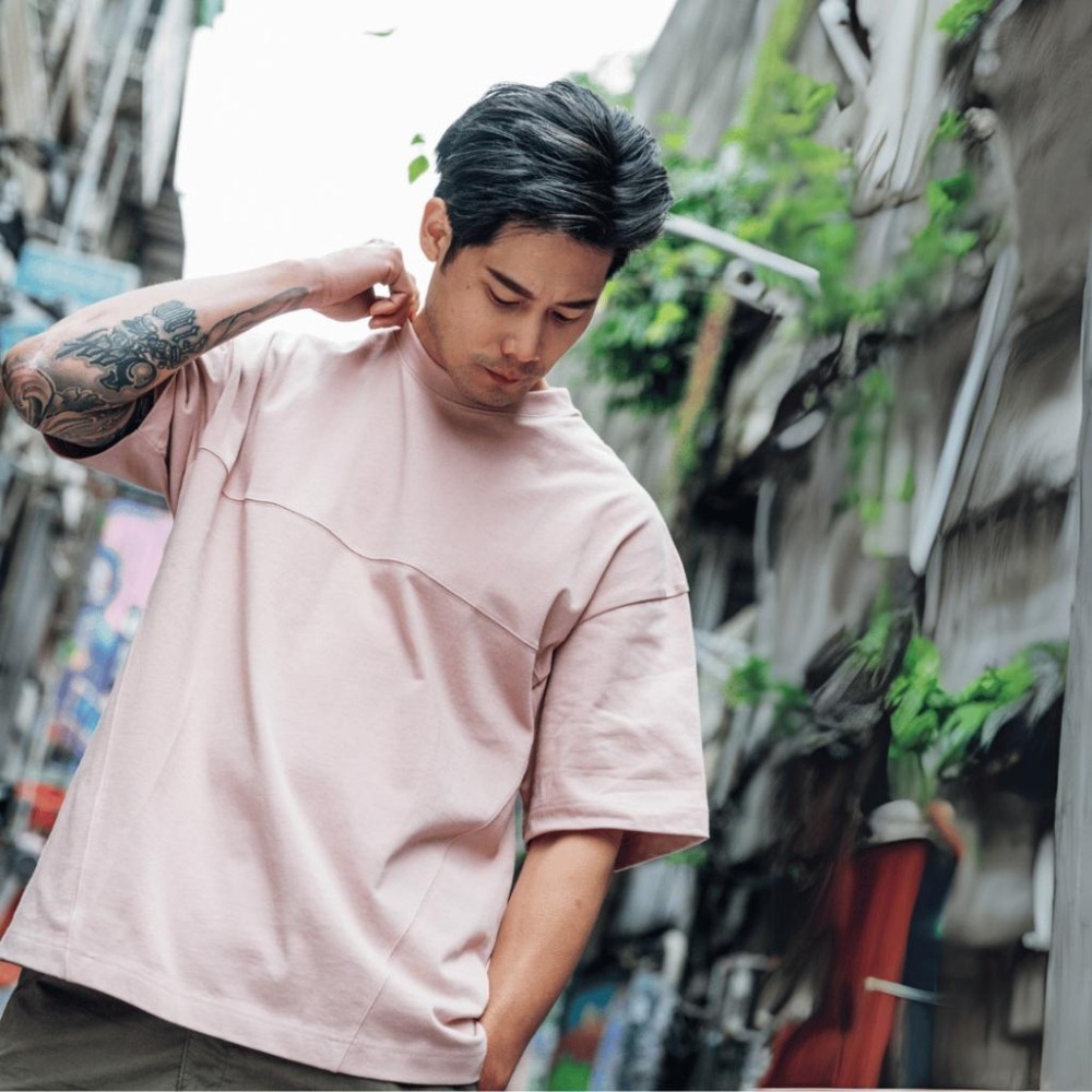 ◖現貨快速出貨◗ TAICHI素T專賣｜庫克｜重磅 寬大版型 立體剪裁 男生短袖 T恤 素T 落肩oversized-細節圖9