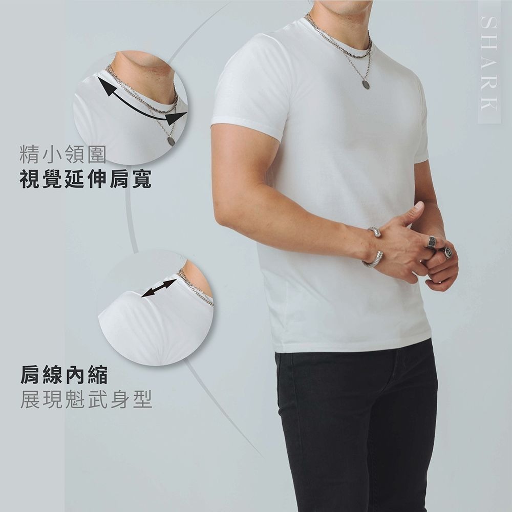 ◖現貨快速出貨◗ TAICHI素T專賣 | 鯊魚 | 鈦金棉7.2oz延伸肩寬 倒三角硬漢 短袖男生短袖素 T恤-細節圖4