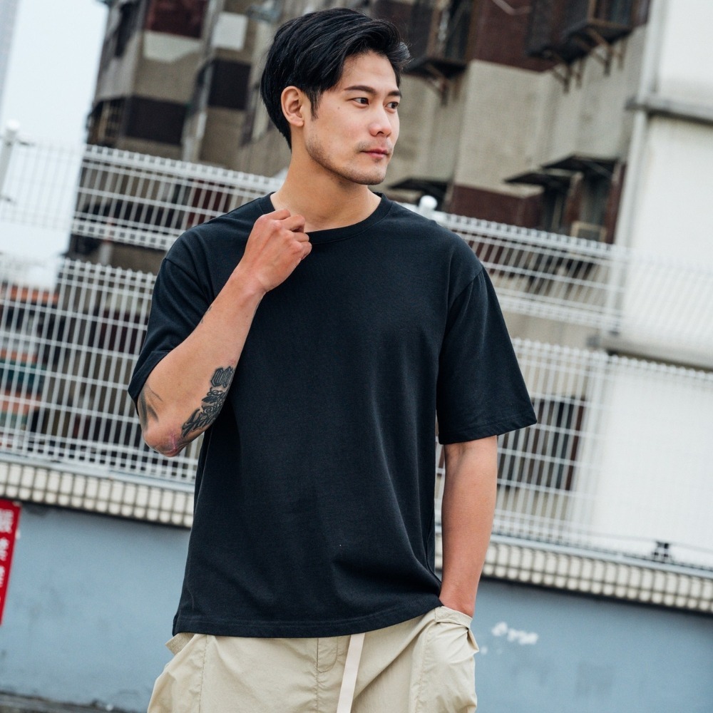 ◖現貨快速出貨◗ TAICHI素T專賣 | 馬龍 | 11oz落肩寬鬆500g美式 抗激凸 超重磅 短袖 窄肩 工裝-細節圖3