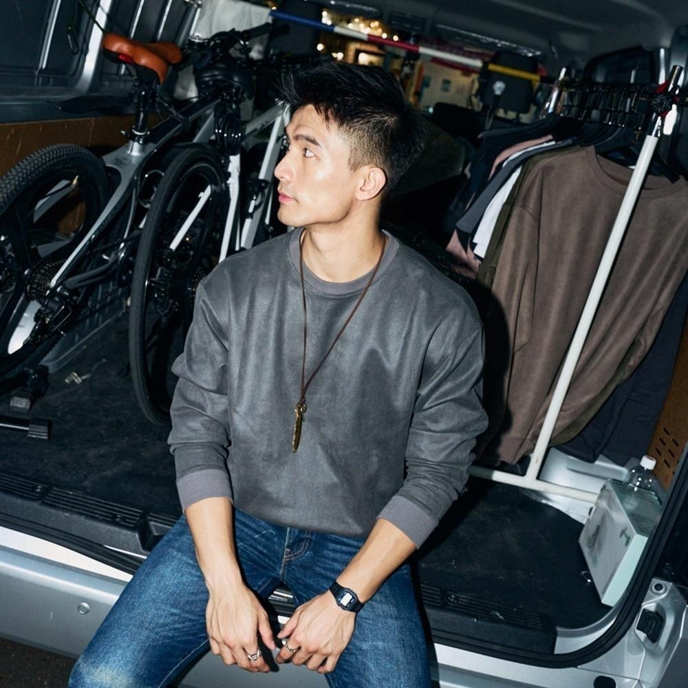 ◖現貨快速出貨◗ TAICHI素T專賣 | 麂皮大學T | 輕奢 重磅 寬鬆 休閒 麂皮絨 厚磅素色 長袖 素T-細節圖7