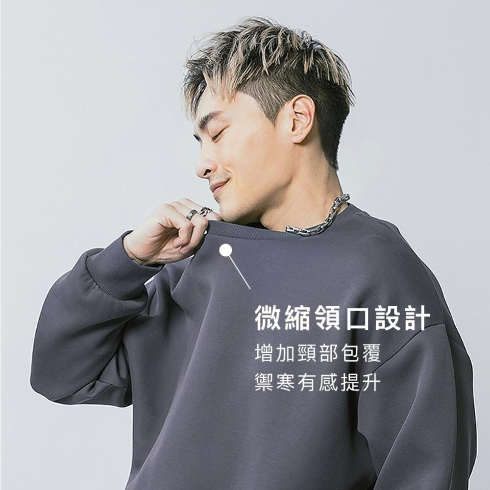 ◖現貨快速出貨◗ TAICHI素T專賣 | INTERLOCK 輕量澎感太空棉大學T 寬鬆落肩 藏肉黑 大尺碼 大學T-細節圖9