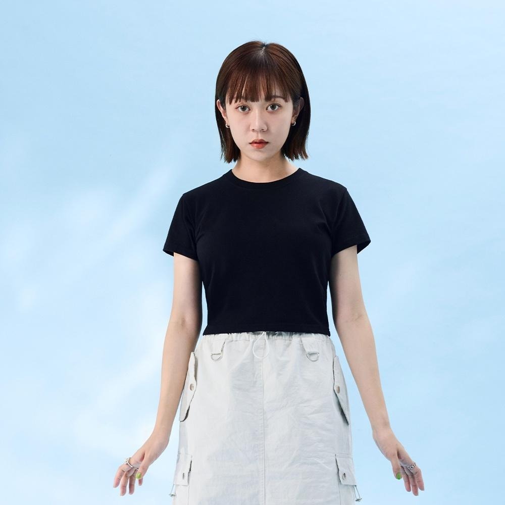 ◖24H現貨快速出貨◗ TAICHI素T | CHLOE 短版拉長比例純棉女生短袖T恤素T-細節圖3