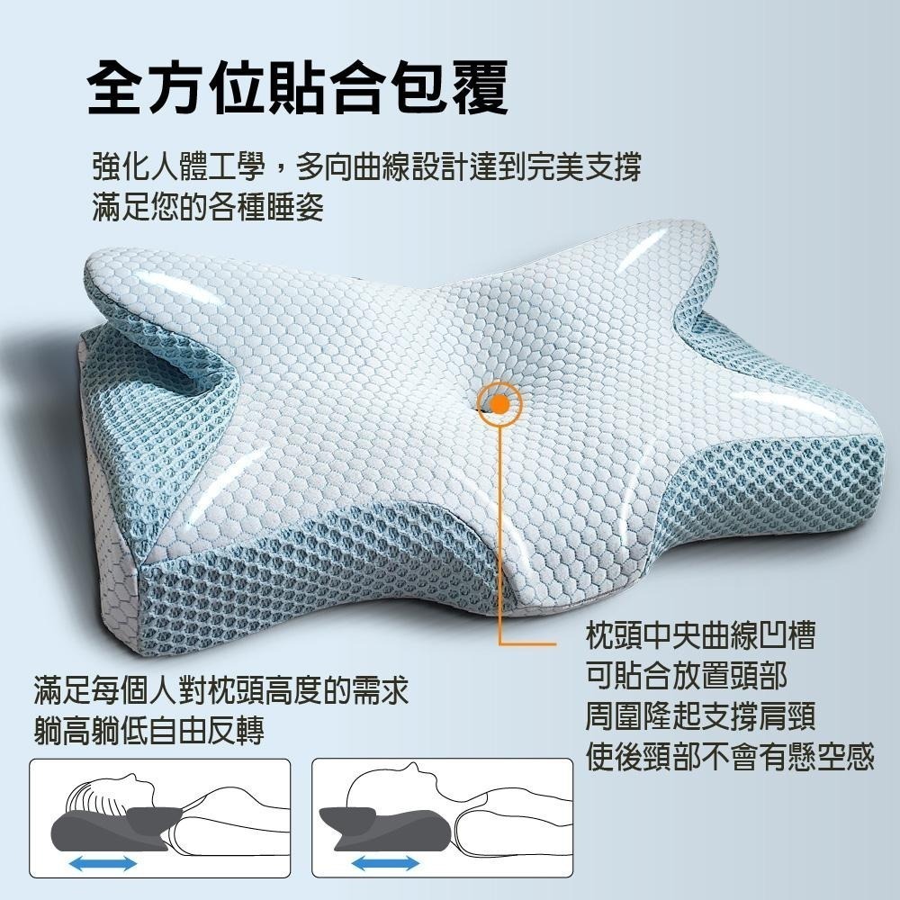 【現貨x免運費x發票】8D蝶型記憶枕 慢回彈記憶枕 冰晶涼感枕 護頸枕 太空棉 止鼾枕 助眠枕 午睡枕 旅行枕 枕頭-細節圖3