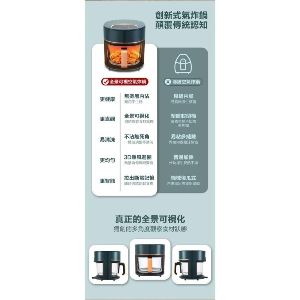 【免運x快速出貨】GLOLUX 3.5L 智能晶鑽玻璃氣炸鍋 AF3501 空氣炸鍋 氣炸烤箱 電炸鍋-細節圖6