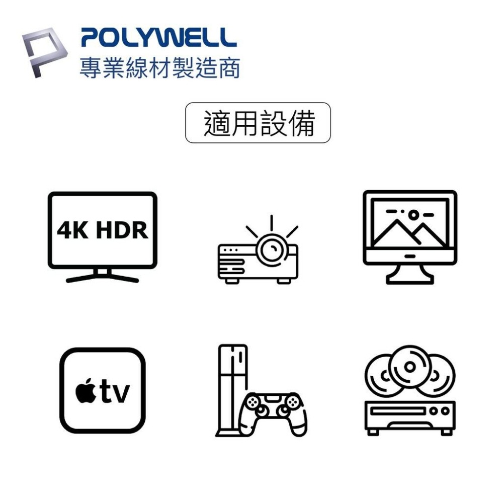 【公司貨x發票】POLYWELL HDMI線 2.0版 4K 60Hz UHD HDMI 傳輸線 工程線-細節圖7