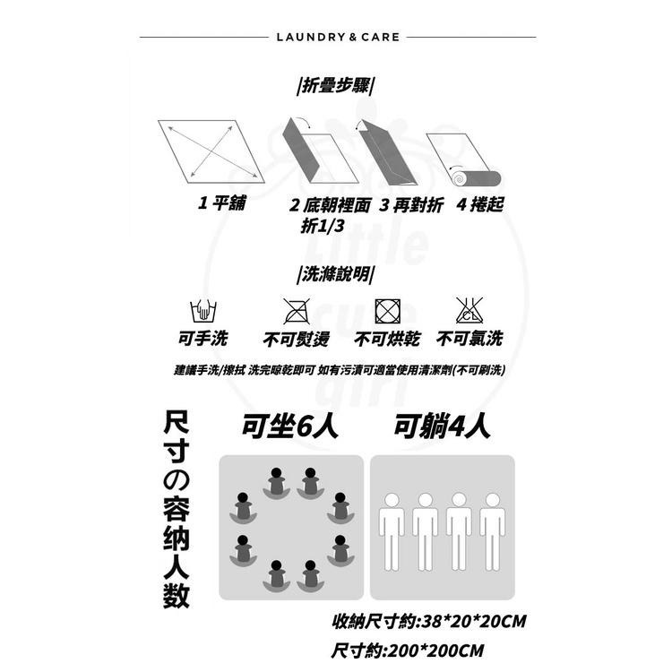 【公司貨】野餐墊 200X200 贈收納袋 露營地墊 沙灘墊 防潮墊 戶外帳篷墊 爬行墊 遊戲墊-細節圖8