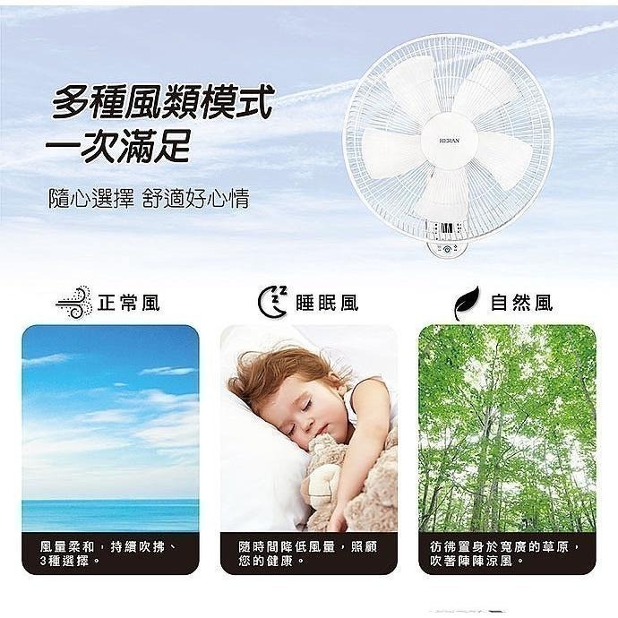 【宅配免運】HERAN 禾聯 14吋電子遙控壁掛扇 HLF-14CH52A 壁扇 電風扇 壁掛風扇 電扇-細節圖6