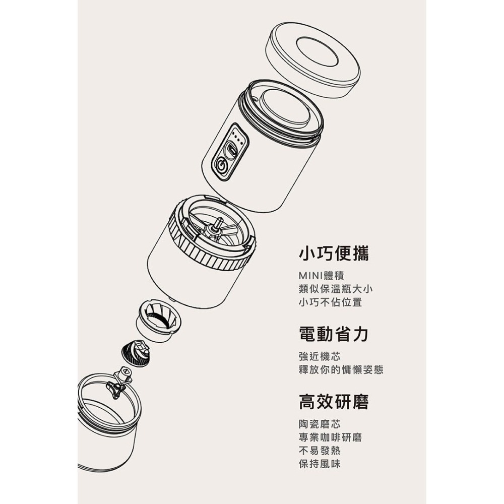 【免運費】oceanrich G2 便攜式電動磨豆機 Type-C 咖啡研磨機 磨豆器 咖啡機-細節圖11