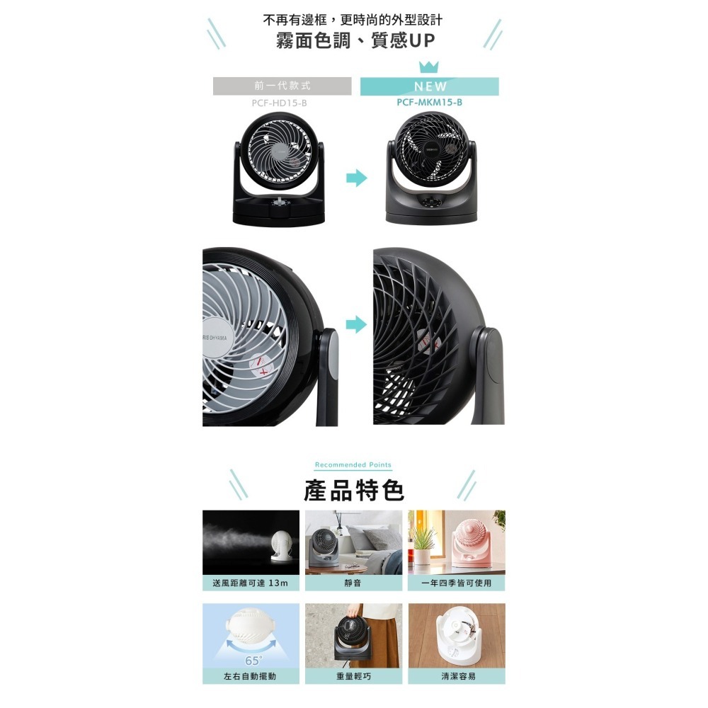 【免運x快速出貨】IRIS OHYAMA 空氣循環扇 PCF-MKM15 電風扇 桌扇 對流扇 電扇 HD15-細節圖6