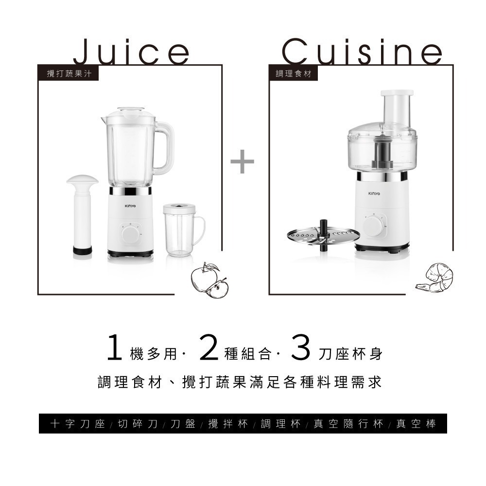 【免運x快速出貨】KINYO 果汁調理機 JR-298 冰沙機 果汁機 調理機 切菜機 碎冰機 磨蒜機 榨汁機-細節圖3