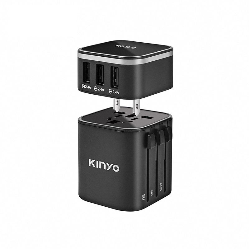 【免運x快速出貨】KINYO 旅行萬國轉接頭 旅行萬用充電器 MPP-2345 3孔USB充電器 3.4A 旅行-細節圖2