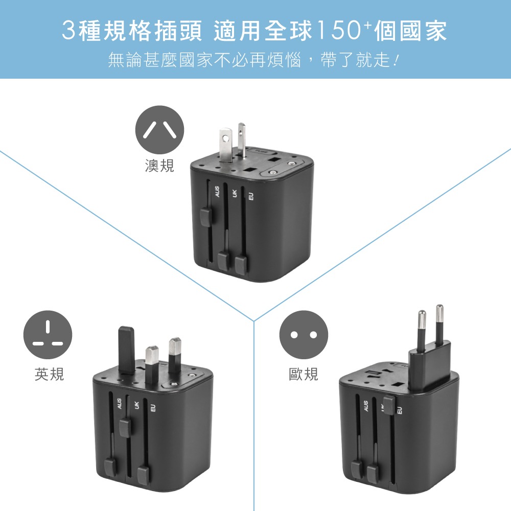 【免運x快速出貨】KINYO 旅行萬國轉接頭 旅行萬用充電器 MPP-2345 3孔USB充電器 3.4A 旅行-細節圖6