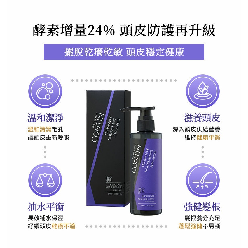 【快速出貨x免運費】CONTIN 康定 極萃滋養洗髮乳 康定 洗髮精 蒜頭酵素植萃洗髮乳 300ML-細節圖4