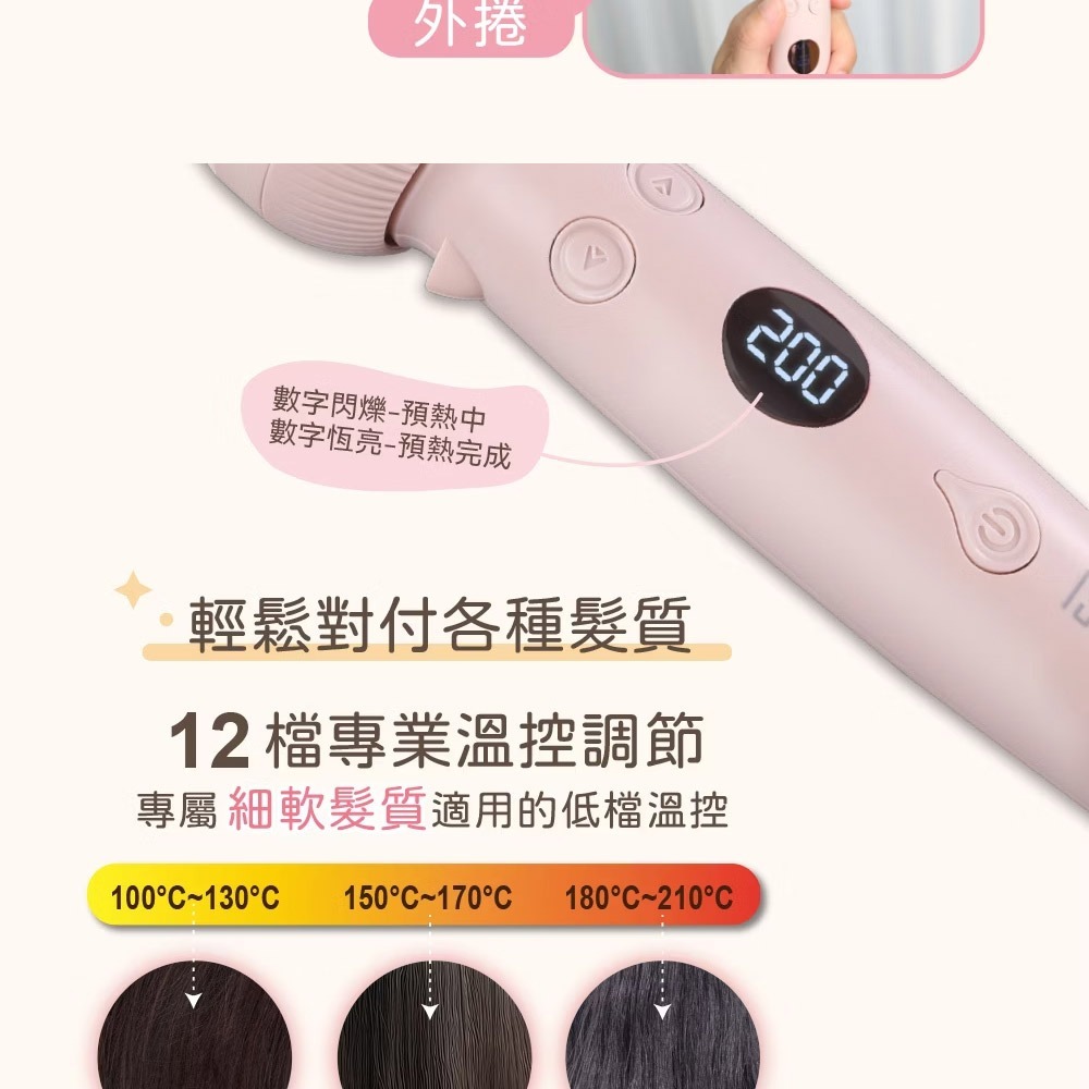 【公司貨x免運費】ISITO 負離子自動捲髮造型器 IS-24E01DH 自動捲髮棒 電動捲髮器 捲髮梳 整髮器 整髮梳-細節圖5