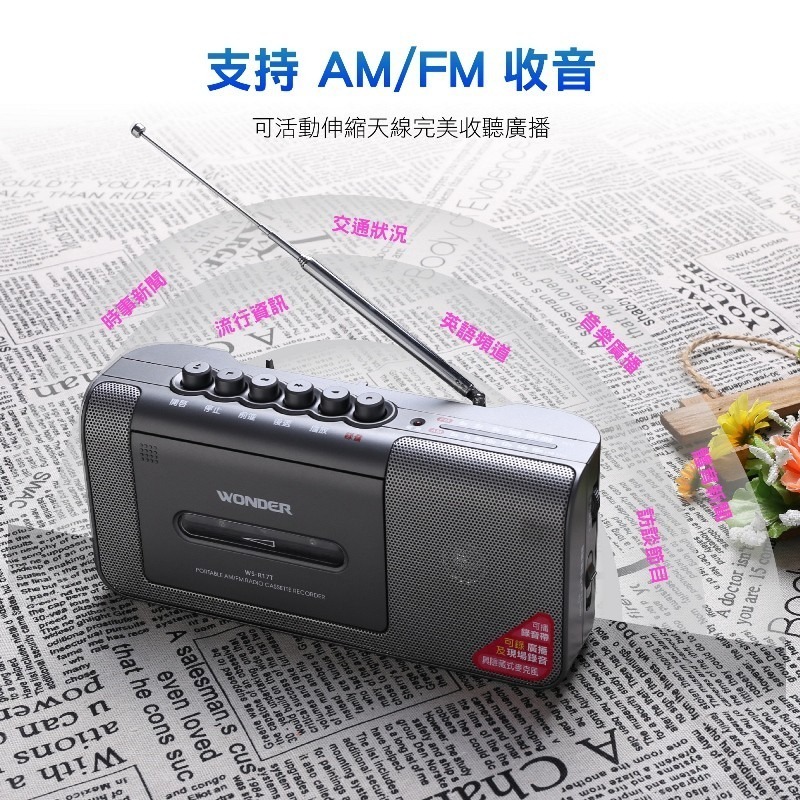 【快速出貨x免運】Wonder 旺德 手提式收錄音機 (WS-R15T) AM/FM 收音機 (WS-R17T) 錄音機-細節圖5