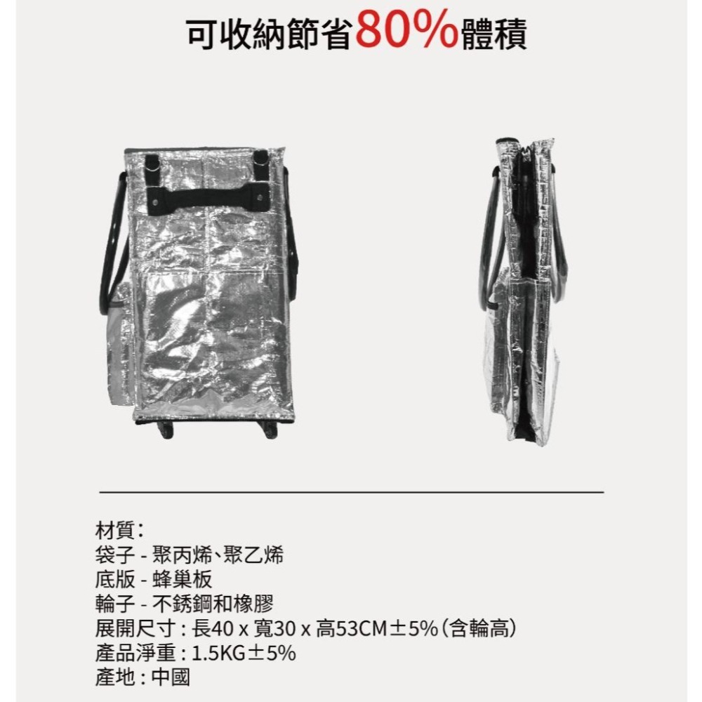 【全新品】時尚爆買包 浩克包 折疊推車 手推車 折疊購物車 購物袋 環保購物袋 拖輪旅行袋-細節圖10