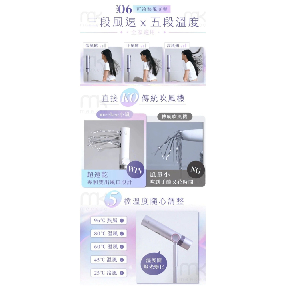 【免運 贈無線離子夾】meekee小嵐 立式吹風機Plus 遙控 擺頭 MK-DRYER-8 負離子 吹風機 懶人神器-細節圖7