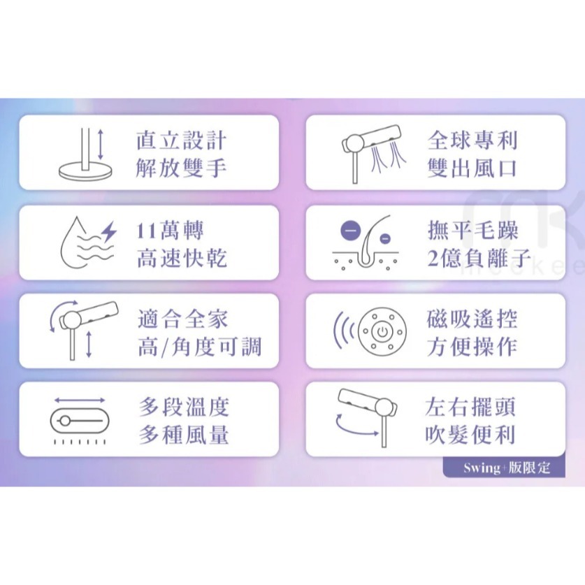【免運 】meekee 小嵐 立式吹風機Swing+ 遙控 擺頭 MK-DRYER-9 負離子 吹風機 懶人-細節圖3