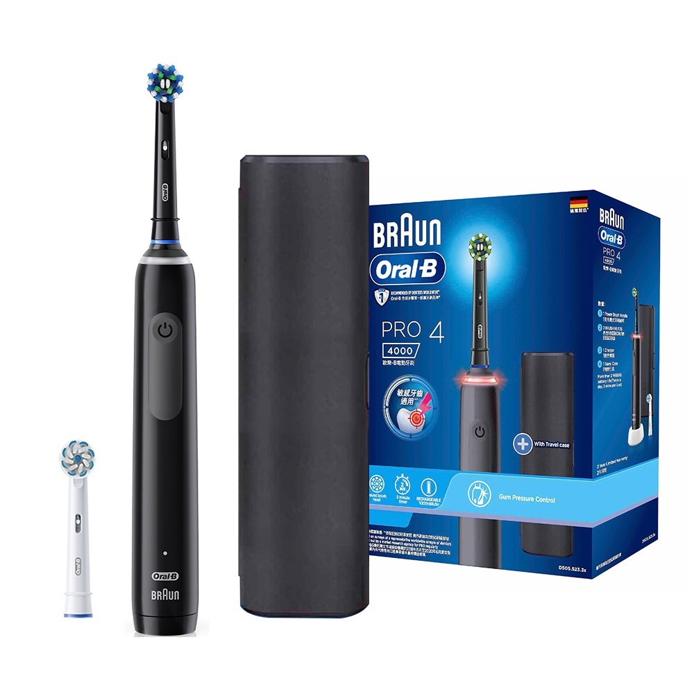 【免運費】歐樂B Oral-B 3D電動牙刷 PRO4 曜石黑/貝加爾湖藍 電動牙刷 牙刷 音波牙刷-細節圖2